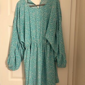Glam Turquoise Dress with White Pattern